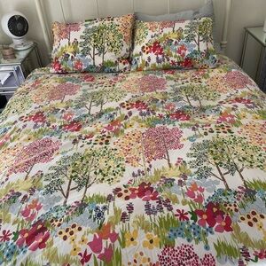 Pottery Barn queen duvet, and shams.